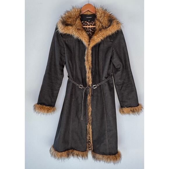 Vintage Express Denim  with Faux Fur Trim Penny Lane jacket - Picture 2 of 12
